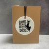 Llamas, Because People Are Dicks | Cheeky Charm Card