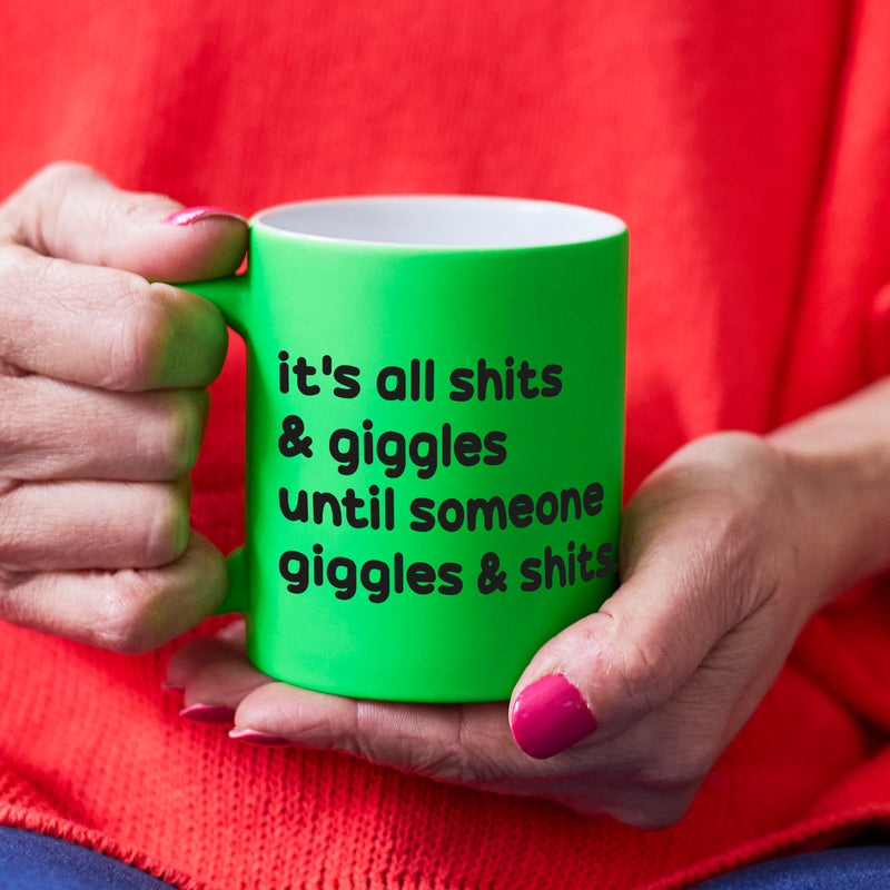 Funny Slogan Neon Mug || Shits & Giggles.