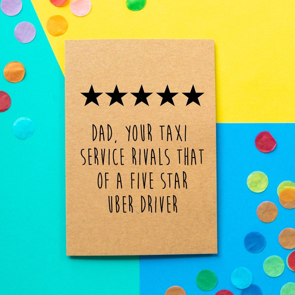 Funny Father's Day Card | Five Star Uber - Bettie Confetti