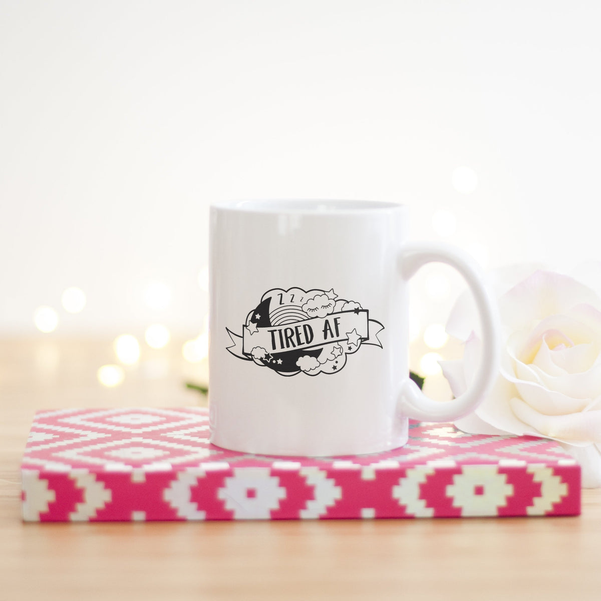 Monochrome Funny Mug | Tired AF