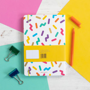 Rainbow notebook | Striped Notebook | Gold Foil | Elastic enclosure | Sprinkles Pattern
