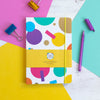 Rainbow notebook | Striped Notebook | Gold Foil | Elastic enclosure | Confetti Pattern