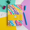 Rainbow notebook | Striped Notebook | Gold Foil | Elastic enclosure | Animal Print