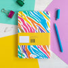 Rainbow notebook | Striped Notebook | Gold Foil | Elastic enclosure | Animal Print