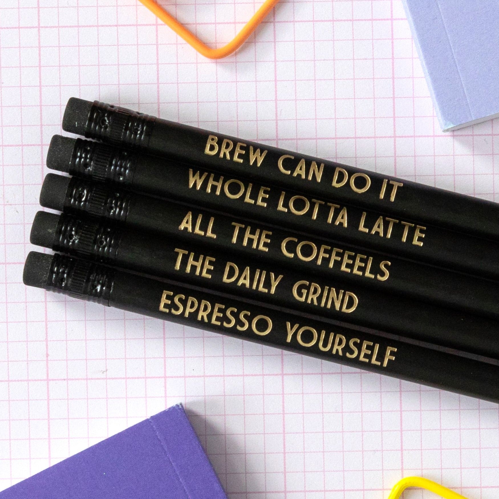 Coffee Lover Pencil Set | All The Coffeels - Bettie Confetti