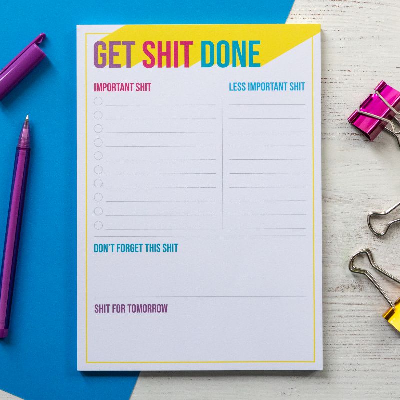 Get Shit Done Rainbow Notepad | A5 Notepad to do list - Bettie Confetti