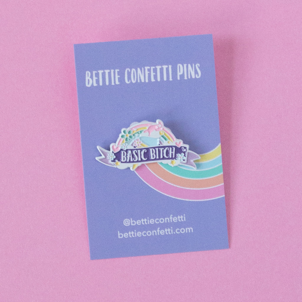 Basic Bitch Enamel Pin - Bettie Confetti