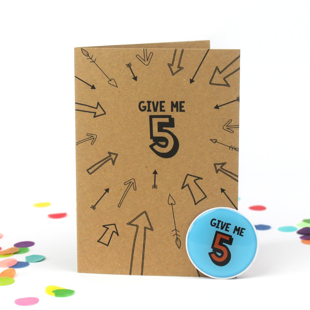 5th Birthday Sticker Card | Give Me Five - Bettie Confetti