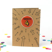 4th Birthday Sticker Card | Fantastic Four - Bettie Confetti