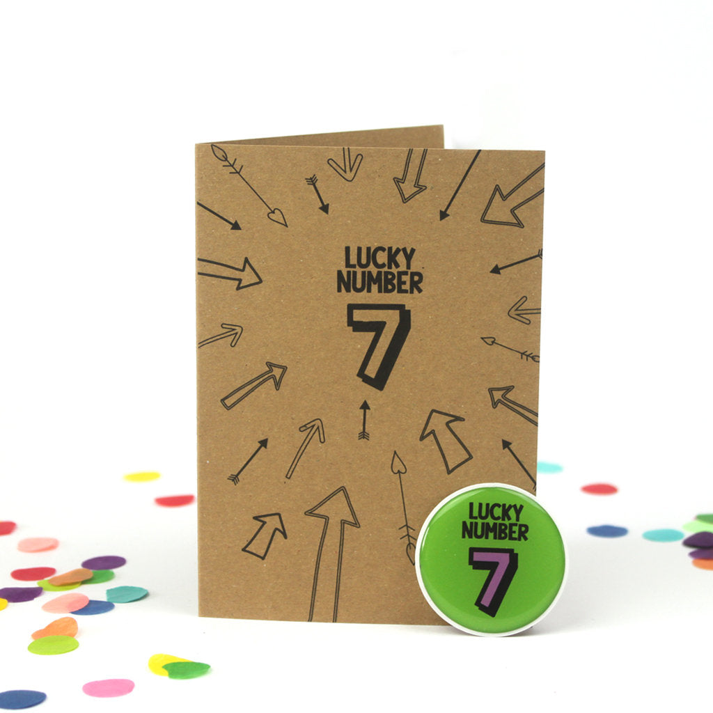 7th Birthday Sticker Card | Lucky Number Seven - Bettie Confetti
