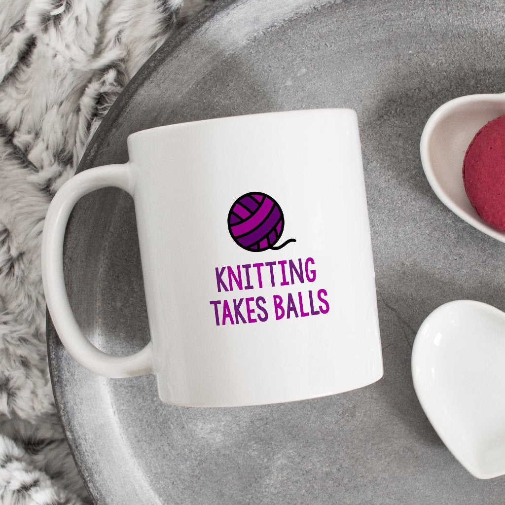 Funny Knitting Mug | Knitting Takes Balls - Bettie Confetti
