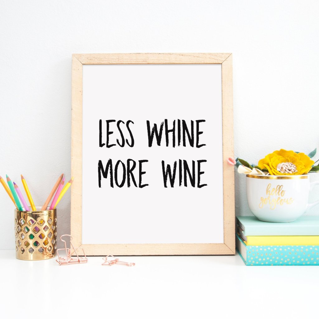 Funny Wine Print | Less Whine More Wine - Bettie Confetti