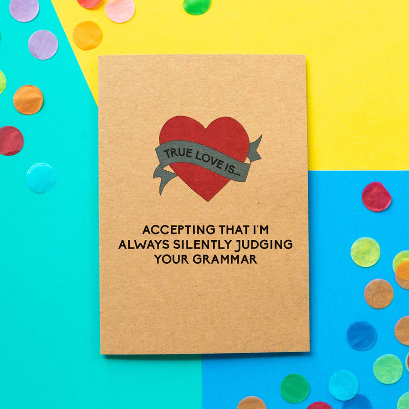 Funny Valentine's Day Card | Silently Judging Your Grammar - Bettie Confetti