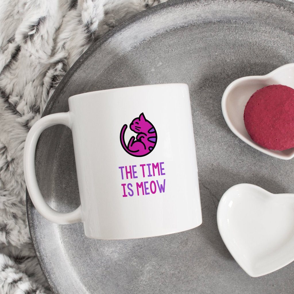 Funny Cat Mug | The Time Is Meow - Bettie Confetti