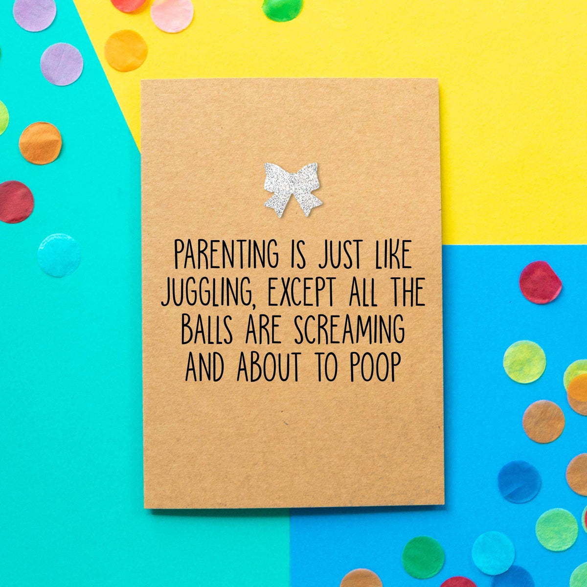 Funny New Baby Card | Parenting Is Like Juggling - Bettie Confetti