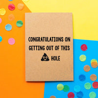 Funny new job card | Congratulations on getting out of this shit hole. - Bettie Confetti