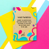 Funny 20th Birthday Card: Same Mistake Twice - Bettie Confetti