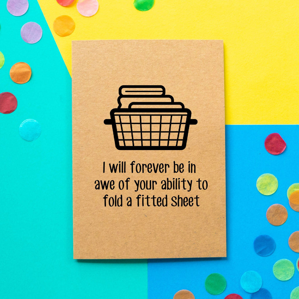 Funny Mother's Day Card | I will forever be in awe of your ability to fold a fitted sheet - Bettie Confetti