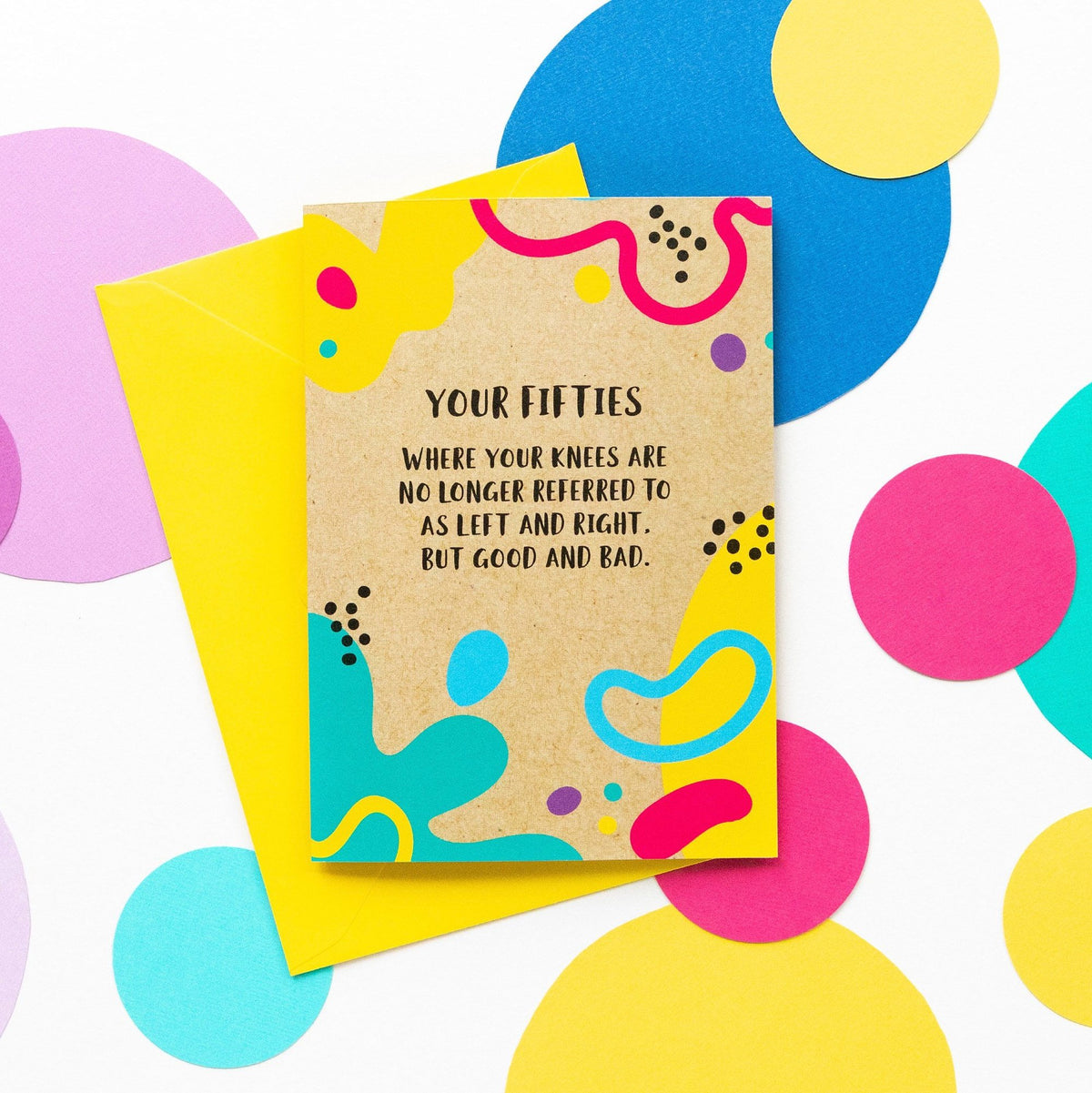 Funny 50th Birthday Card: Good Knee Bad Knee - Bettie Confetti